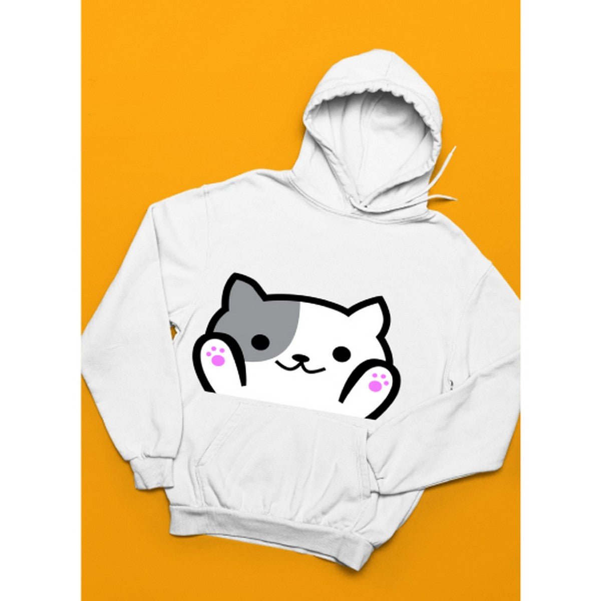 Cat Printed Fleece Full Sleeves Pull Over Hoodie For Women - DENIMS - Hoodies & Sweatshirts - 