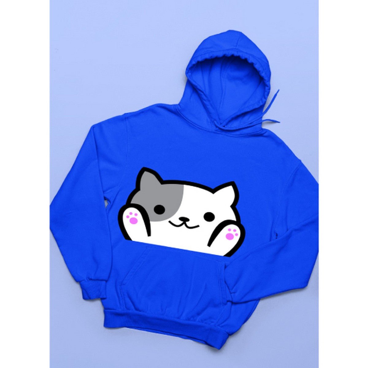 Cat Printed Fleece Full Sleeves Pull Over Hoodie For Women - DENIMS - Hoodies & Sweatshirts - 