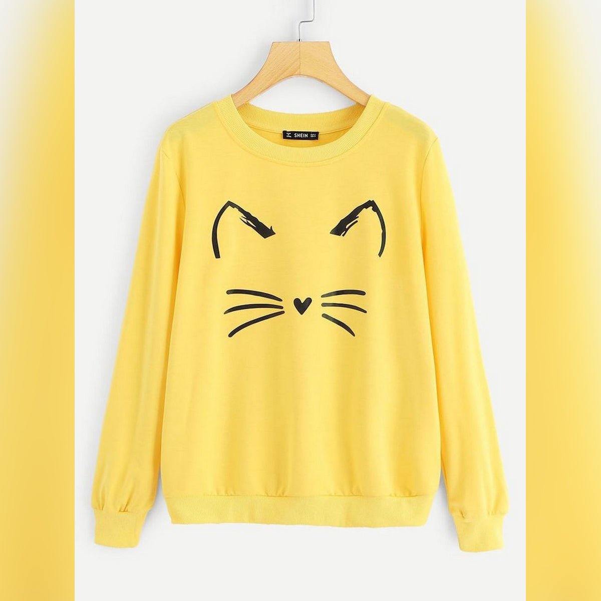Cat Printed Fleece Full Sleeves Pull Over Sweatshirt For Women - DENIMS - Hoodies & Sweatshirts - 
