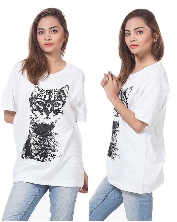 Cat Printed T - Shirt For Her - DENIMS - Tops & T - Shirts - 