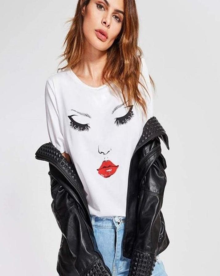 White FHB INDUSTRIES Cotton Printed T-Shirt For Women