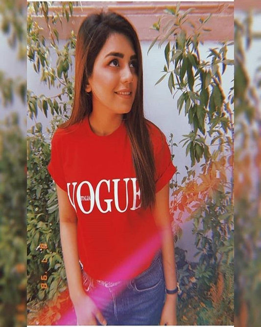 Red Vogue Cotton Printed T-Shirt For