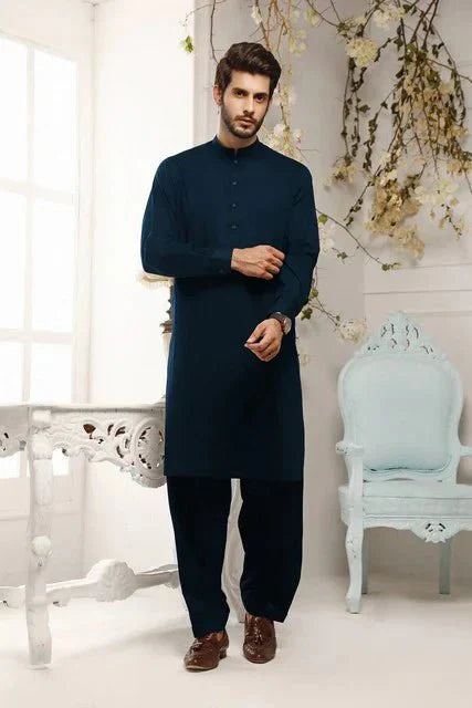 Cerulean Charm: Persian Blue Shalwar Kameez Set - DENIMS - Shalwar Kameez - 