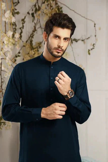 Cerulean Charm: Persian Blue Shalwar Kameez Set - DENIMS - Shalwar Kameez - 