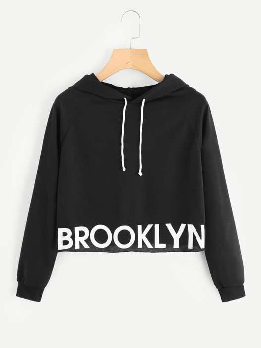Cropped Hoddie Black Brooklyn - DENIMS - Hoodies & Sweatshirts - 
