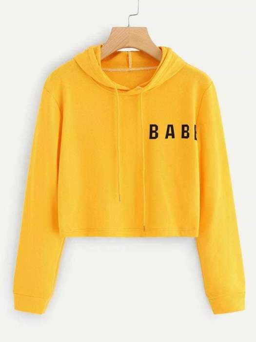 Cropped Hoodie Yellow Babe - DENIMS - Hoodies & Sweatshirts - 