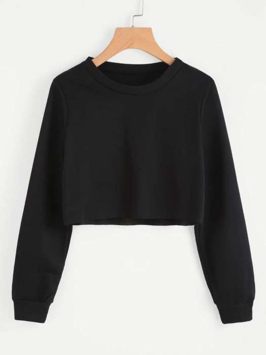 Cropped Sweatshirt Black - DENIMS - Hoodies & Sweatshirts - 