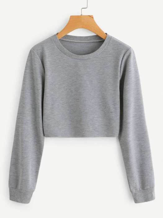 Cropped Sweatshirt Grey - DENIMS - Hoodies & Sweatshirts - 