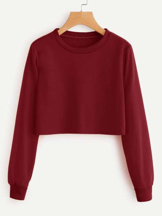 Cropped Sweatshirt Maroon - DENIMS - Hoodies & Sweatshirts - 
