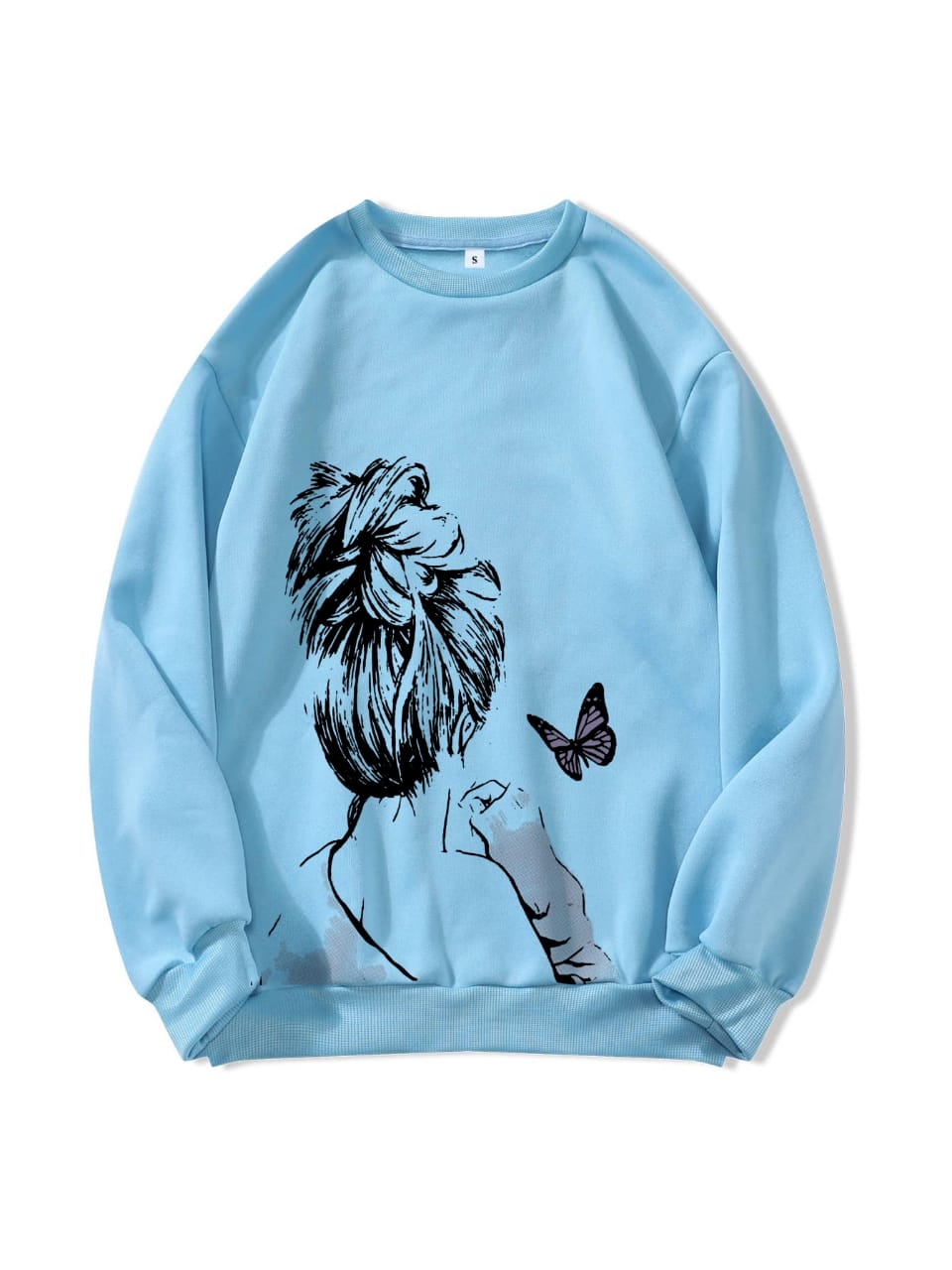 Cute Anime Butterfly Fleece Full Sleeves Winter O Neck Export Quality Sweatshirt For Women - DENIMS - Hoodies & Sweatshirts - 