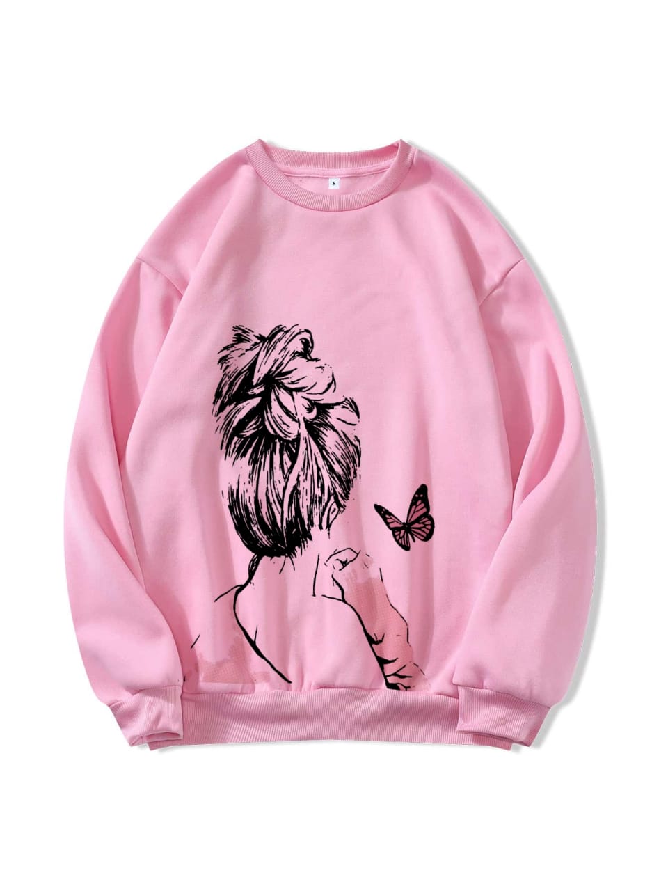 Cute Anime Butterfly Fleece Full Sleeves Winter O Neck Export Quality Sweatshirt For Women - DENIMS - Hoodies & Sweatshirts - 