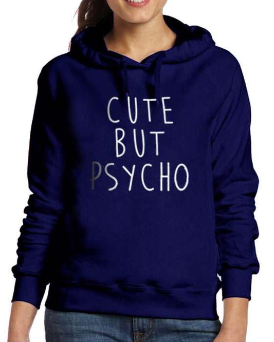 Cute Stylish Navy Blue Printed Hoodie For Women - DENIMS - Hoodies & Sweatshirts - 
