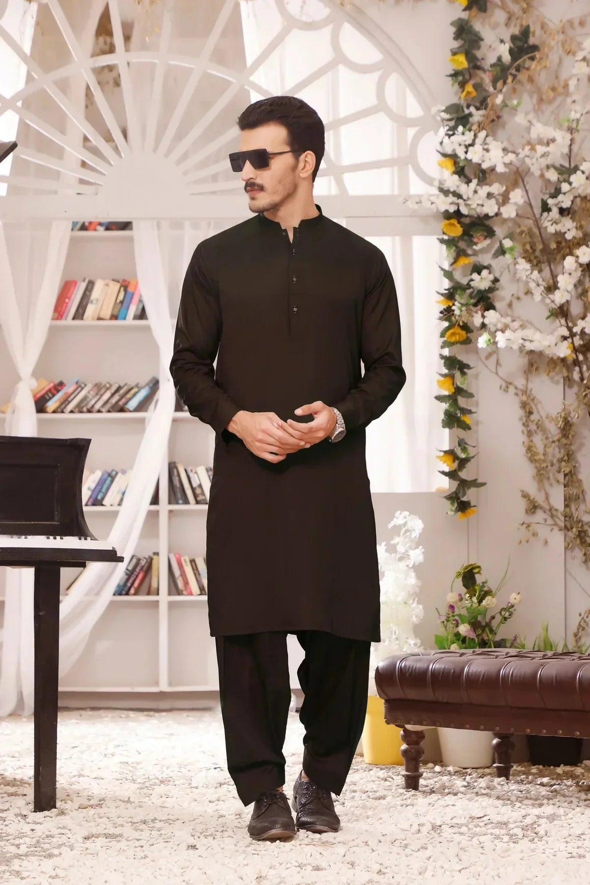 Dark Brown Shalwar Kameez for Men - DENIMS - Shalwar Kameez - 