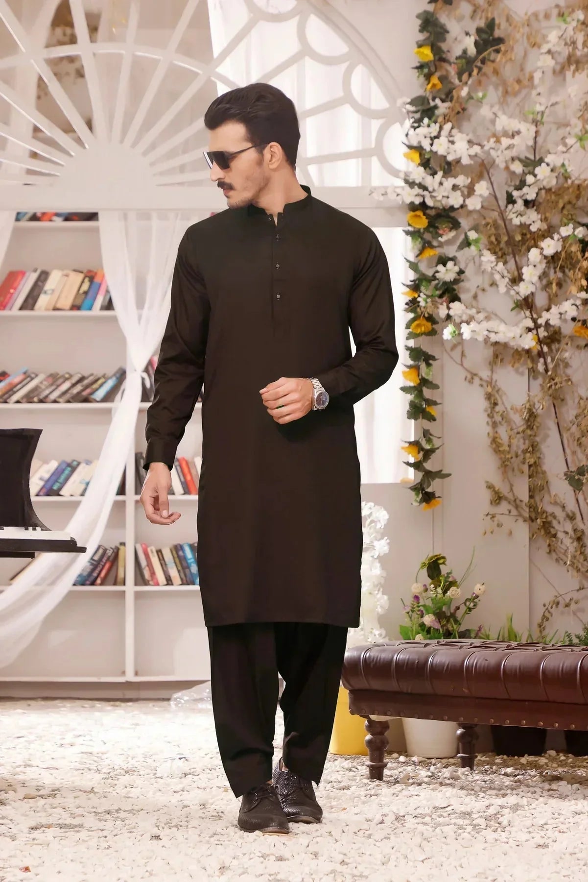 Dark Brown Shalwar Kameez for Men - DENIMS - Shalwar Kameez - 