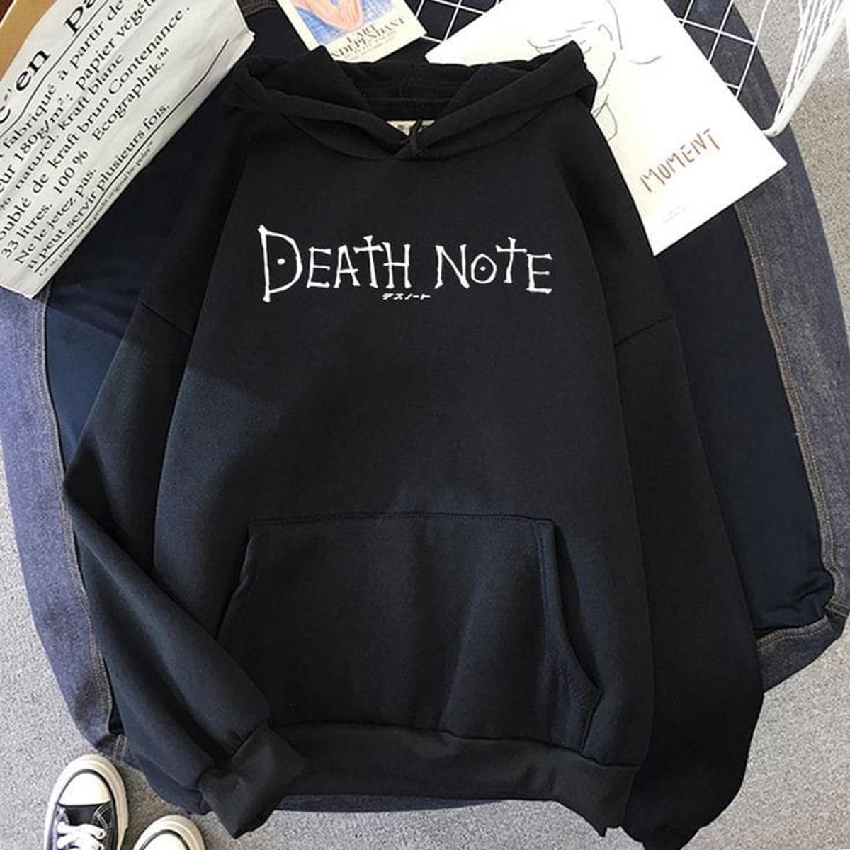 Death Note Fleece Full Sleeves Pull Over Hoodie For Women - Black - DENIMS - Hoodies & Sweatshirts - 