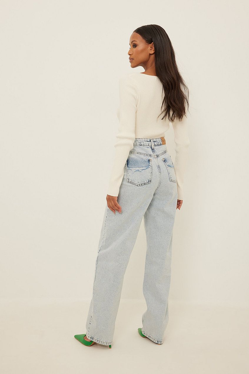 Distressed Pocket Detail Denim For Womens - DENIMS - Jeans - 