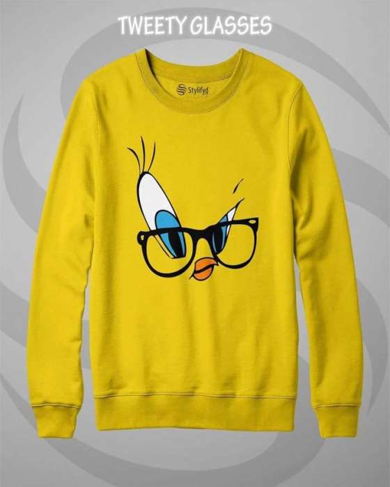 TWEETY GLASSES PRINTED Sweat Shirt For womens