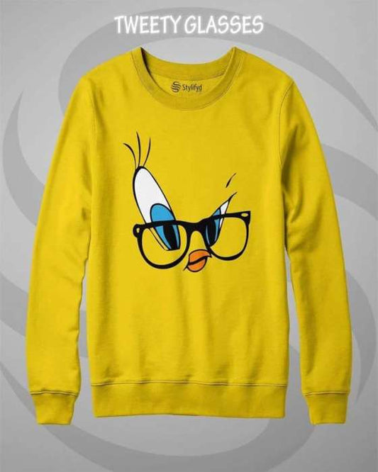 TWEETY GLASSES PRINTED Sweat Shirt For womens