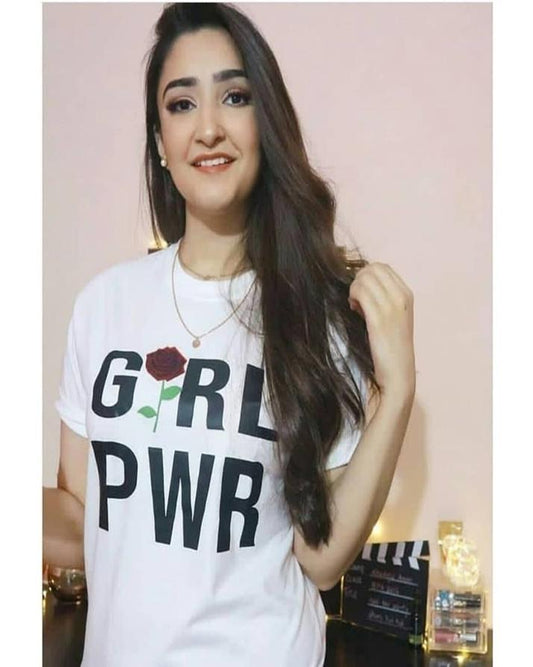 White Girl Power Printed T-Shirt For Women