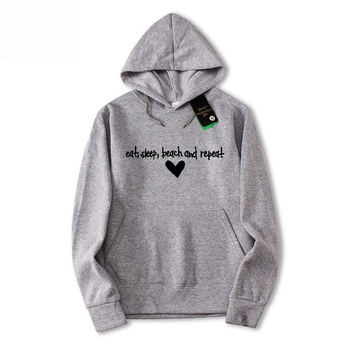 Eat Sleep Beach Repeat Fleece Full Sleeves Pull Over Hoodie For Women - DENIMS - Hoodies & Sweatshirts - 