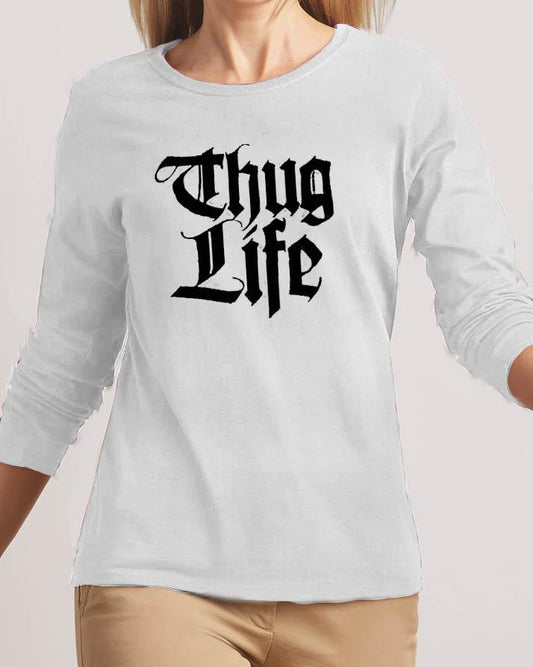 Thug Life New Fashion White High Graphic Round Neck T-shirt
