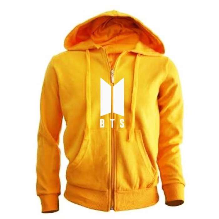Yellow Fleece BTS Zipper Hoodies For Women 574