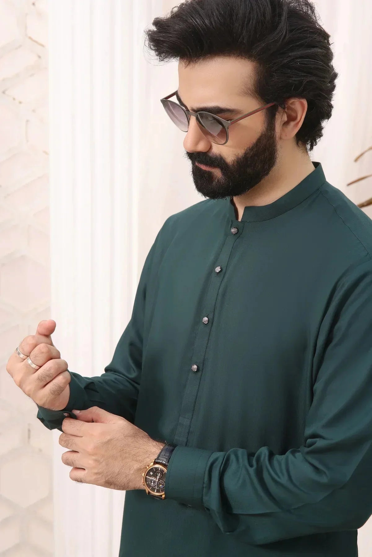 Enchanted Jade: Evergreen Shalwar Kameez for Men - DENIMS - Shalwar Kameez - 