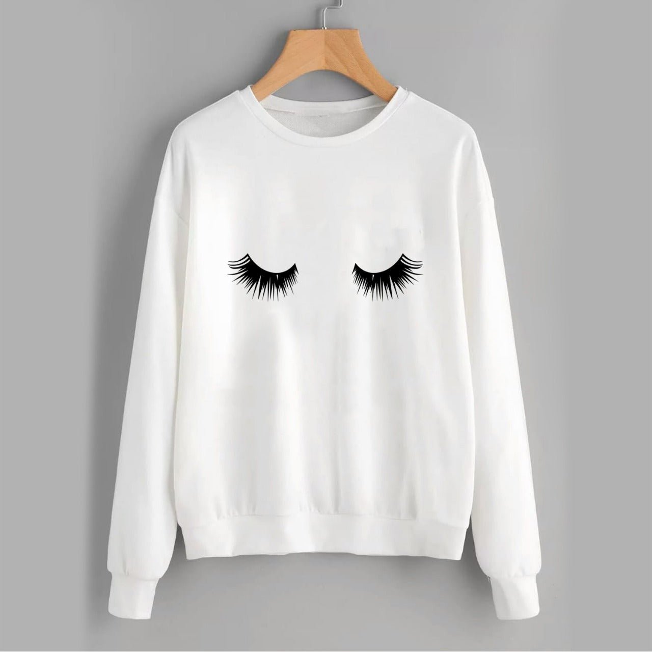 Eye Printed Fleece Full Sleeves Pull Over Sweatshirt For Women - DENIMS - Hoodies & Sweatshirts - 