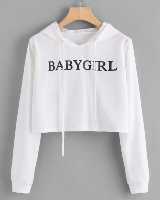WHITE BABY CROPPED HOODIE FOR womens
