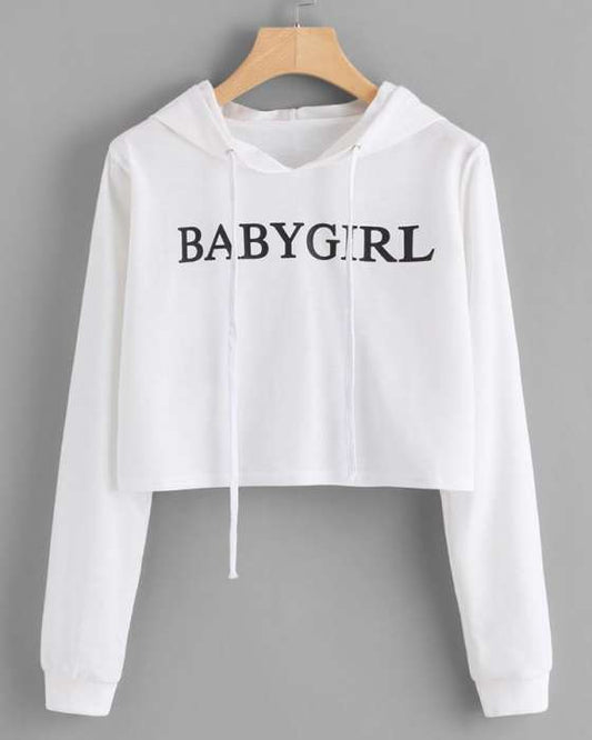 WHITE BABY CROPPED HOODIE FOR womens