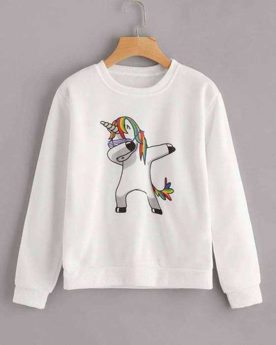 White dab Horse Printed Sweat Shirt For Women