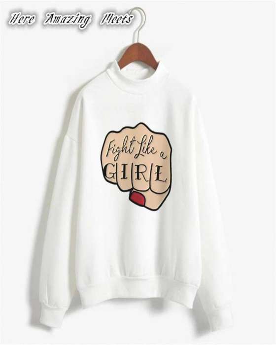 Fight Like a Printed Sweat Shirt For womens 326 - DENIMS - Hoodies & Sweatshirts - 