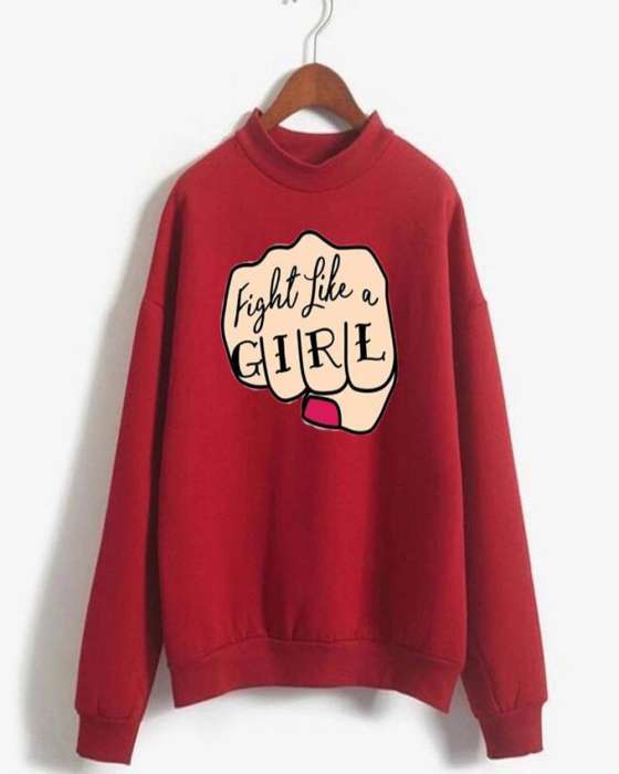 Fight Like a Printed Sweat Shirt For womens 782 - DENIMS - Hoodies & Sweatshirts - 