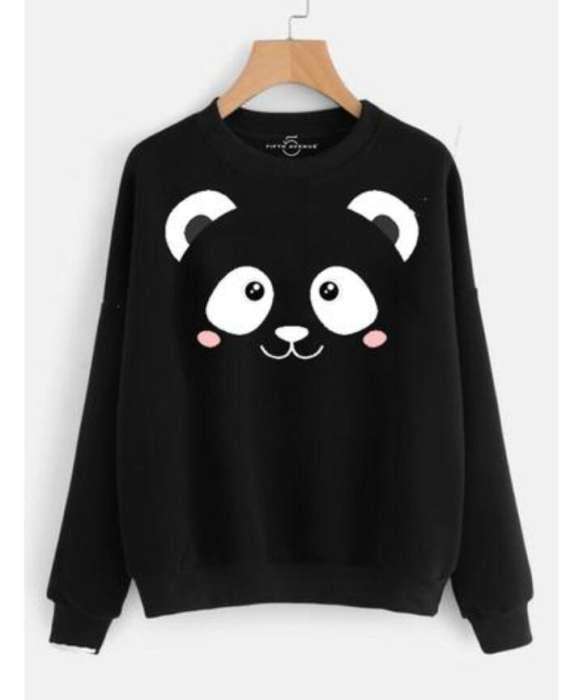 Fit Right Black Panda sweatshirt for women - DENIMS - Hoodies & Sweatshirts - 