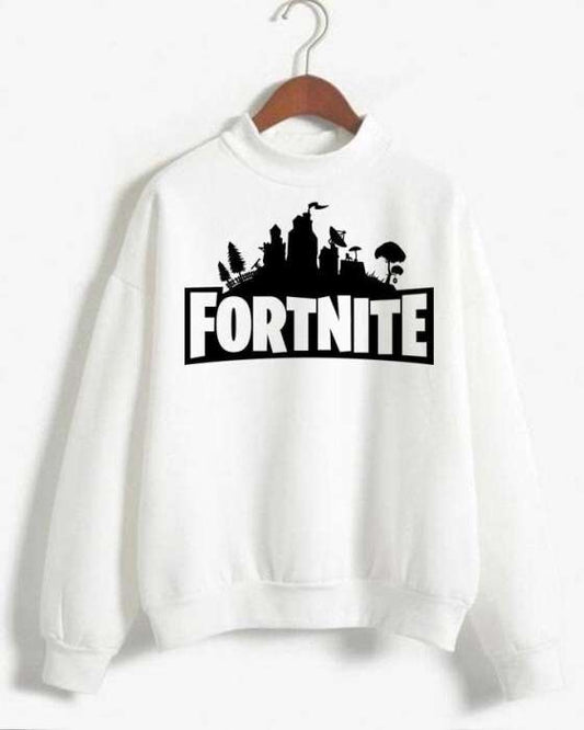 FORTNITE Sweatshirt Sweat Shirt O Neck Full Sleeves Casual Tshirt FOR WOMEN WHITE - DENIMS - Hoodies & Sweatshirts - 