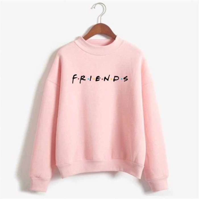 Friends Baby Pink Fleece Printed Pull Over Sweatshirt For womens - DENIMS - Hoodies & Sweatshirts - 