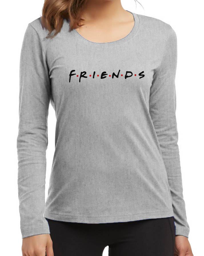 Friends New Fashion Grey Excellent Quality High Graphic Full Sleeve T - Shirt - DENIMS - Tops & T - Shirts - 