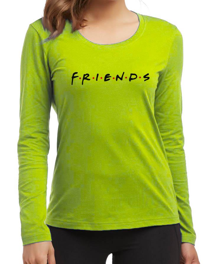 Friends New Fashion Light Green Round Neck High Graphic Full Sleeve - DENIMS - Tops & T - Shirts - 