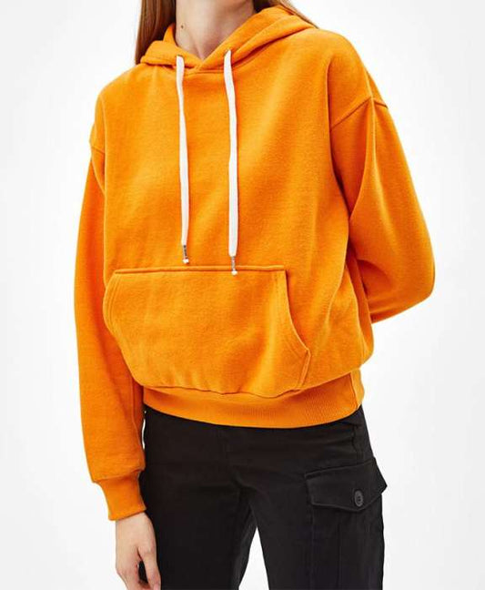 Front pouch pocket women’s orange hoodie - DENIMS - Hoodies & Sweatshirts - 