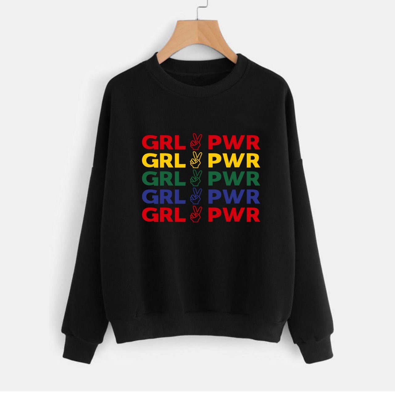 Girl Power Printed Fleece Full Sleeves Pull Over Sweatshirt For Women - DENIMS - Hoodies & Sweatshirts - 
