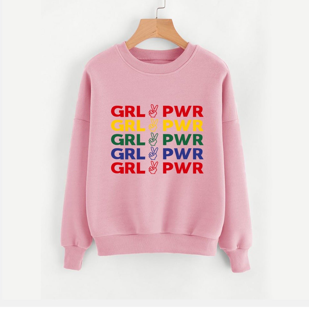 Girl Power Printed Fleece Full Sleeves Pull Over Sweatshirt For Women - DENIMS - Hoodies & Sweatshirts - 