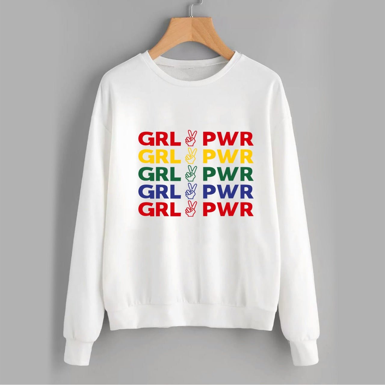 Girl Power Printed Fleece Full Sleeves Pull Over Sweatshirt For Women - DENIMS - Hoodies & Sweatshirts - 