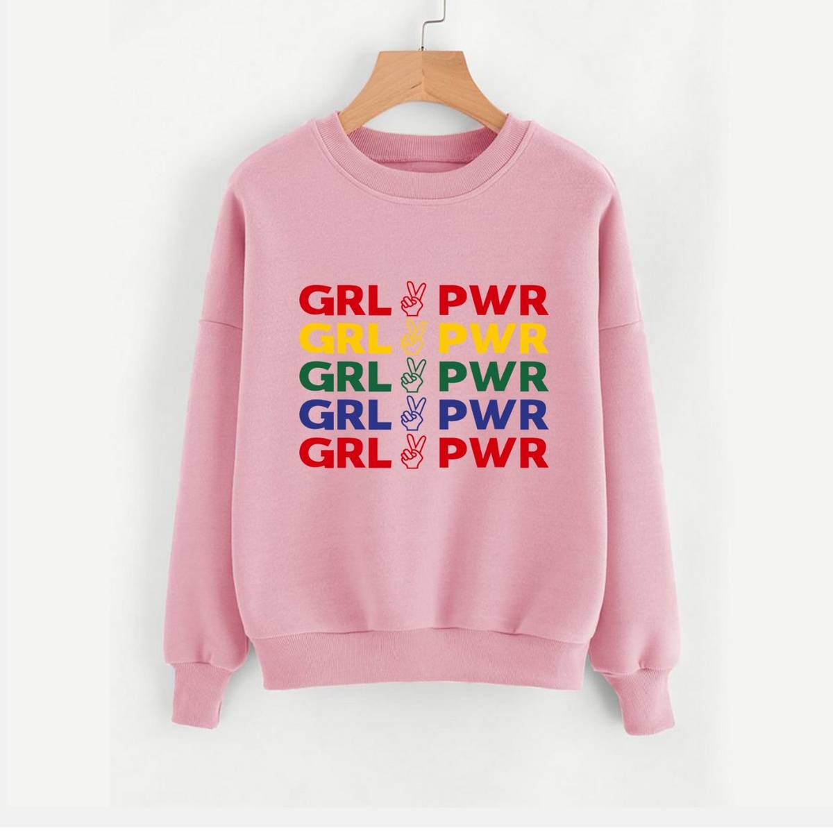 Girl Power Printed Fleece Full Sleeves Pull Over Sweatshirt For Women - DENIMS - Hoodies & Sweatshirts - 