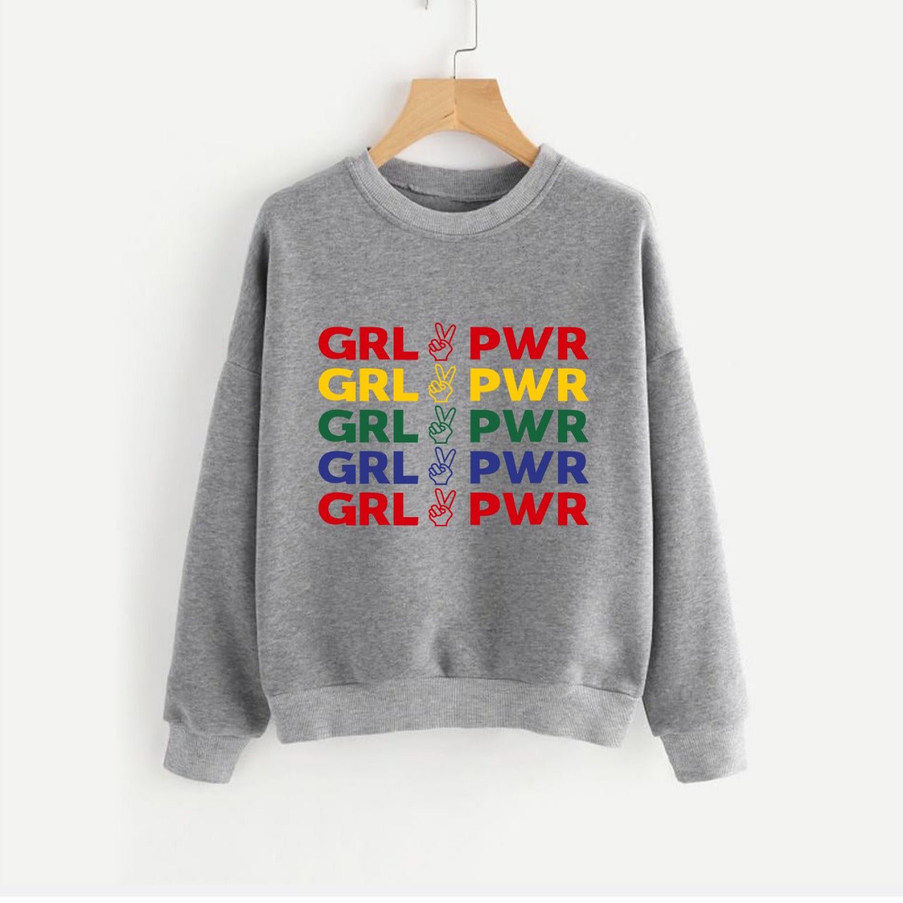 Girl Power Printed Fleece Full Sleeves Pull Over Sweatshirt For Women - DENIMS - Hoodies & Sweatshirts - 
