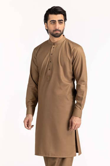 Gold Brown Basic Shalwar Kameez - DENIMS - Shalwar Kameez - 