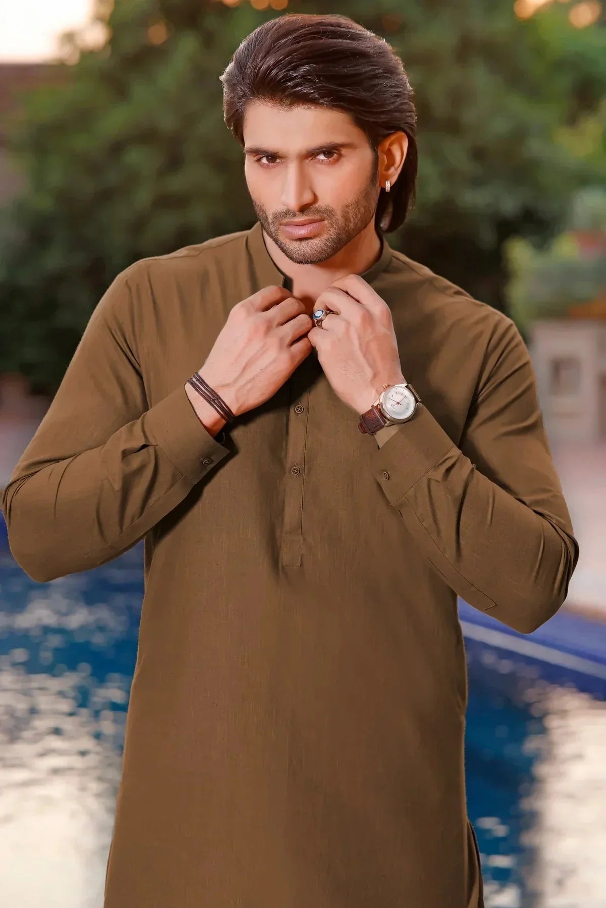 Golden Brown Shalwar Kameez for Men - DENIMS - Shalwar Kameez - 