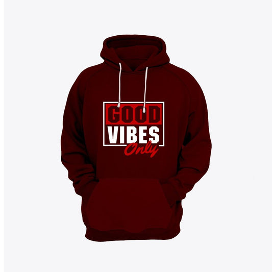 Good Vibes Printed Fleece Full Sleeves Pull Over Hoodie - DENIMS - Hoodies & Sweatshirts - 