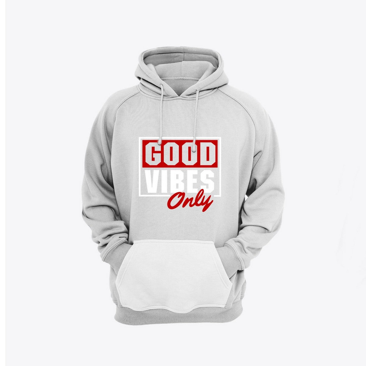 Good Vibes Printed Fleece Full Sleeves Pull Over Hoodie - DENIMS - Hoodies & Sweatshirts - 