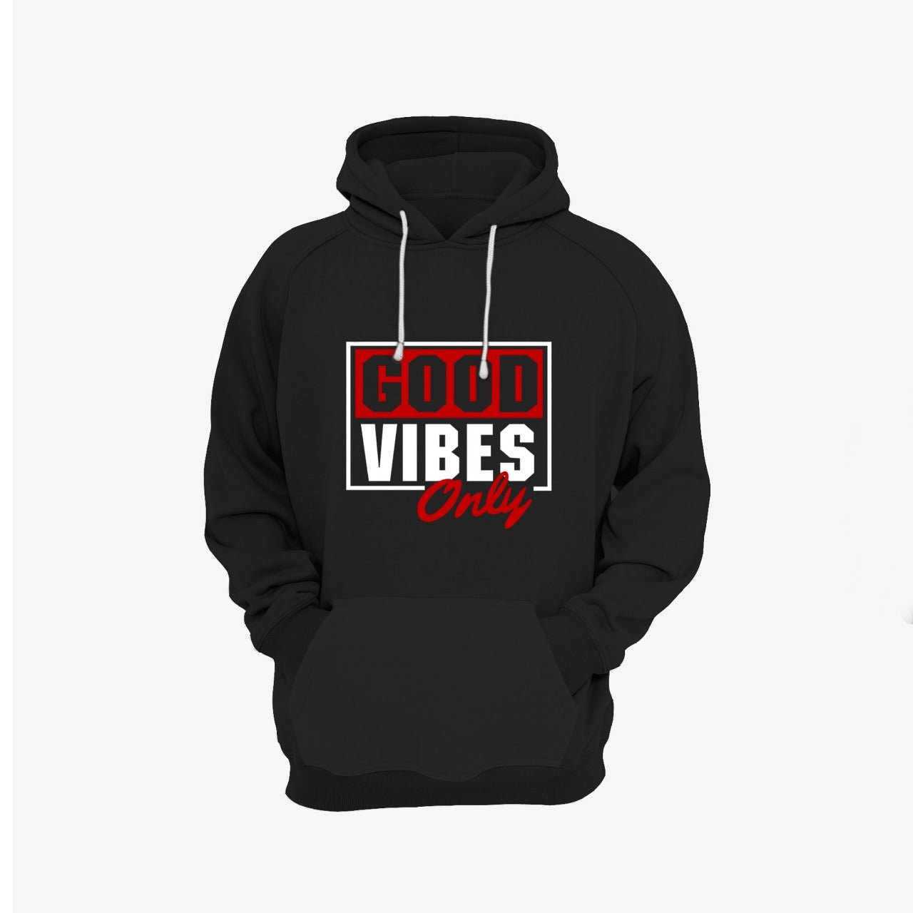 Good Vibes Printed Fleece Full Sleeves Pull Over Hoodie - DENIMS - Hoodies & Sweatshirts - 