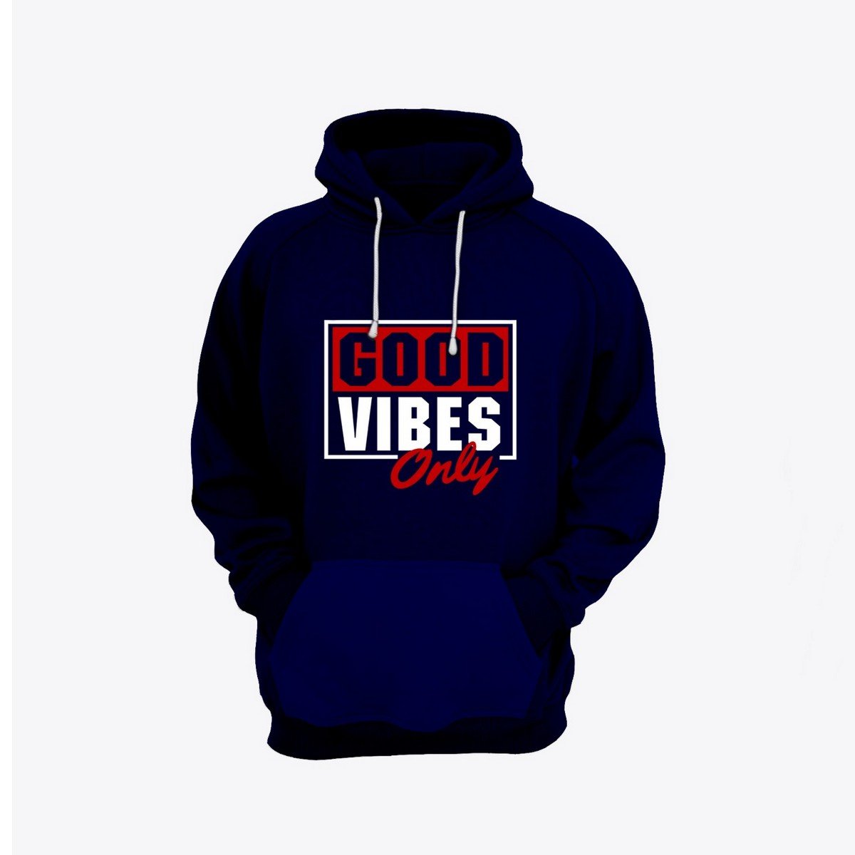 Good Vibes Printed Fleece Full Sleeves Pull Over Hoodie - DENIMS - Hoodies & Sweatshirts - 